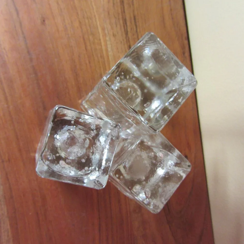 pier 1 bubble glass candle stick holders trio vintage set of 3 (H136)